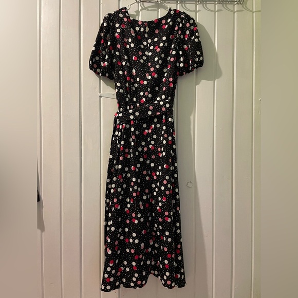 Karl Lagerfeld hi-low wrap Polk-a-dot dress-size8 like new - Picture 6 of 13